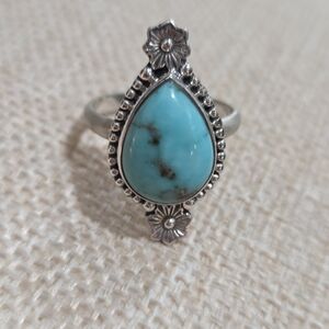Turquoise Teardrop Silver Ring